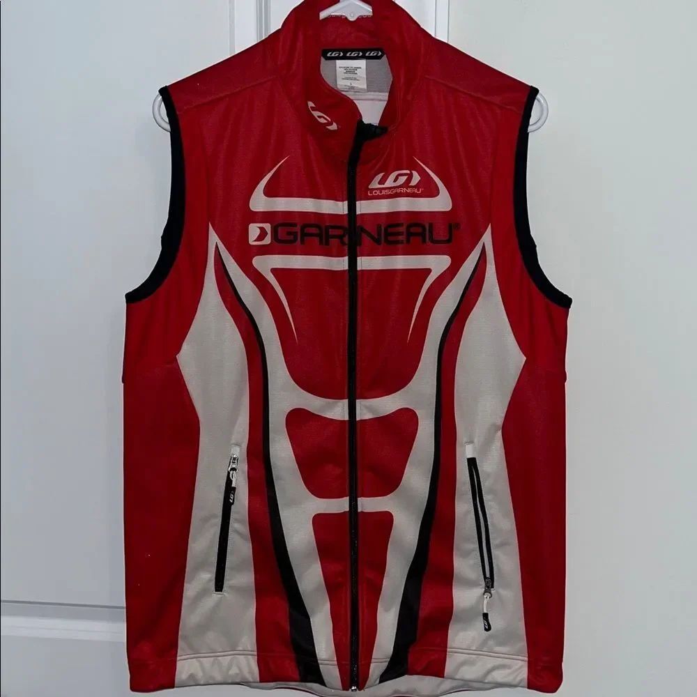 Louis Garneau Full Zipper Bike Cycling Running reflective Nylon Vest L Jacket